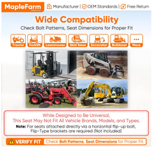 Load image into Gallery viewer, Deluxe High-Back Steel Pan Seat 135 Use for Lawn/Garden Tractor, Skid Steers, Riding Mower, Forklifts, Backhoes #MF135