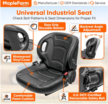 Load image into Gallery viewer, Forklift & Skid Steers,New Molded Seat w/Seat Belt and Switch FITS Toyota Nissan, Komatsu, MISUBISHI_#MF3901BK