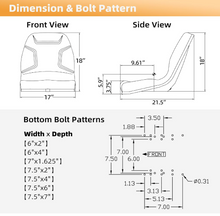 Load image into Gallery viewer, High Back Vinyl Compact Tractor Seat 530 FITS Kubota, Yanmar Massey Ferguson Mitsubishi White Satoh Mahindra Hesston Rhino Kumiai_#MF530BK