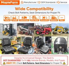 Load image into Gallery viewer, High Back Vinyl Compact Tractor Seat 530 FITS Kubota, Yanmar Massey Ferguson Mitsubishi White Satoh Mahindra Hesston Rhino Kumiai_#MF530BK