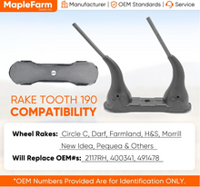 Load image into Gallery viewer, (18) Aftermarket Rubber Double Tine Rake Teeth for John Deere, Darf Farmhand Replaces 2117RH, 491478, 400341, 352052, 92117RLR_#MF190