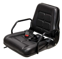 Load image into Gallery viewer, Universal Forklift Seat w/armrest, fold down backrest, Fits Doosan, construction, and forklift equipment #MF356BK