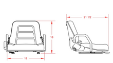 Load image into Gallery viewer, Universal Forklift Seat w/armrest, fold down backrest, Fits Doosan, construction, and forklift equipment #MF356BK
