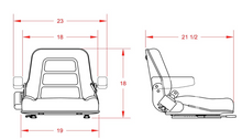 Load image into Gallery viewer, Universal Forklift Seat w/armrest, fold down backrest, Fits Doosan, construction, and forklift equipment #MF356BK
